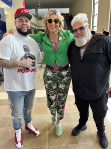 MAGA Rapper Forgiato Blow, Christi Tasker, and Gospel Singer Jimmy Levy at Turning Point USA Conference in West Palm Beach