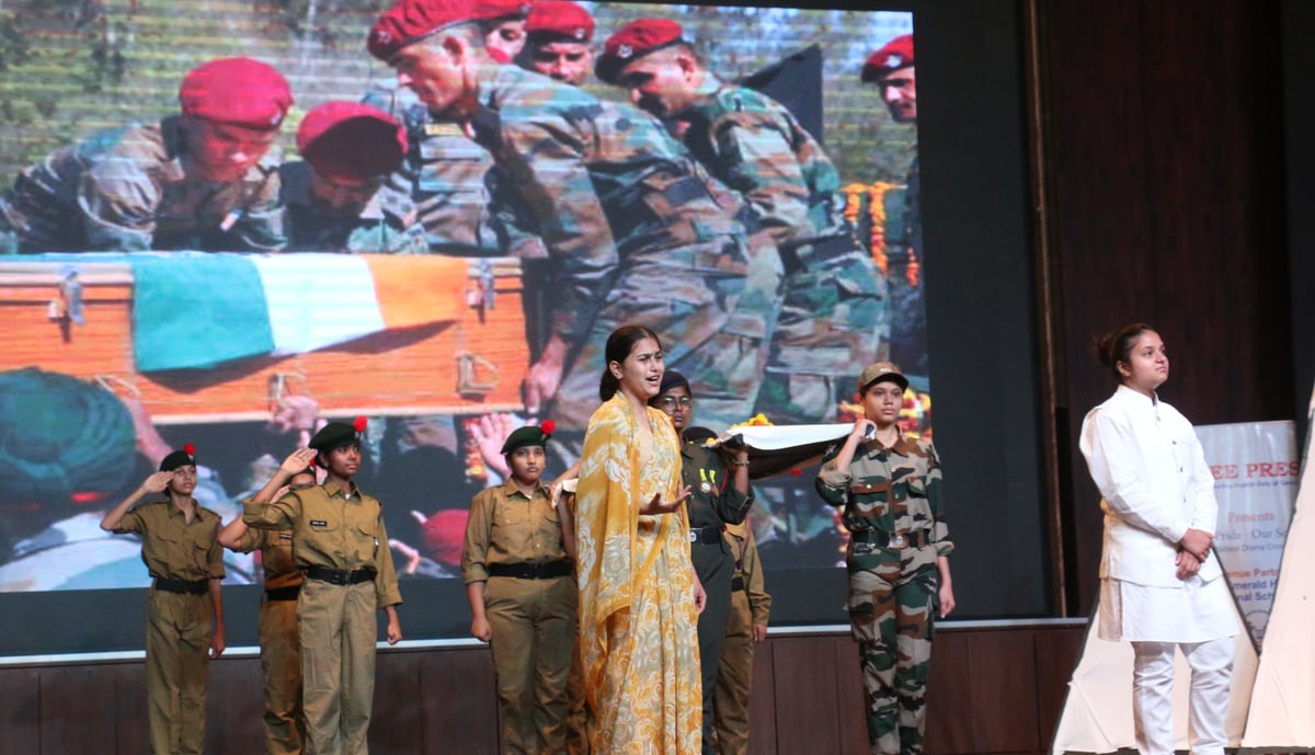 Queen’s College School students stage their play.